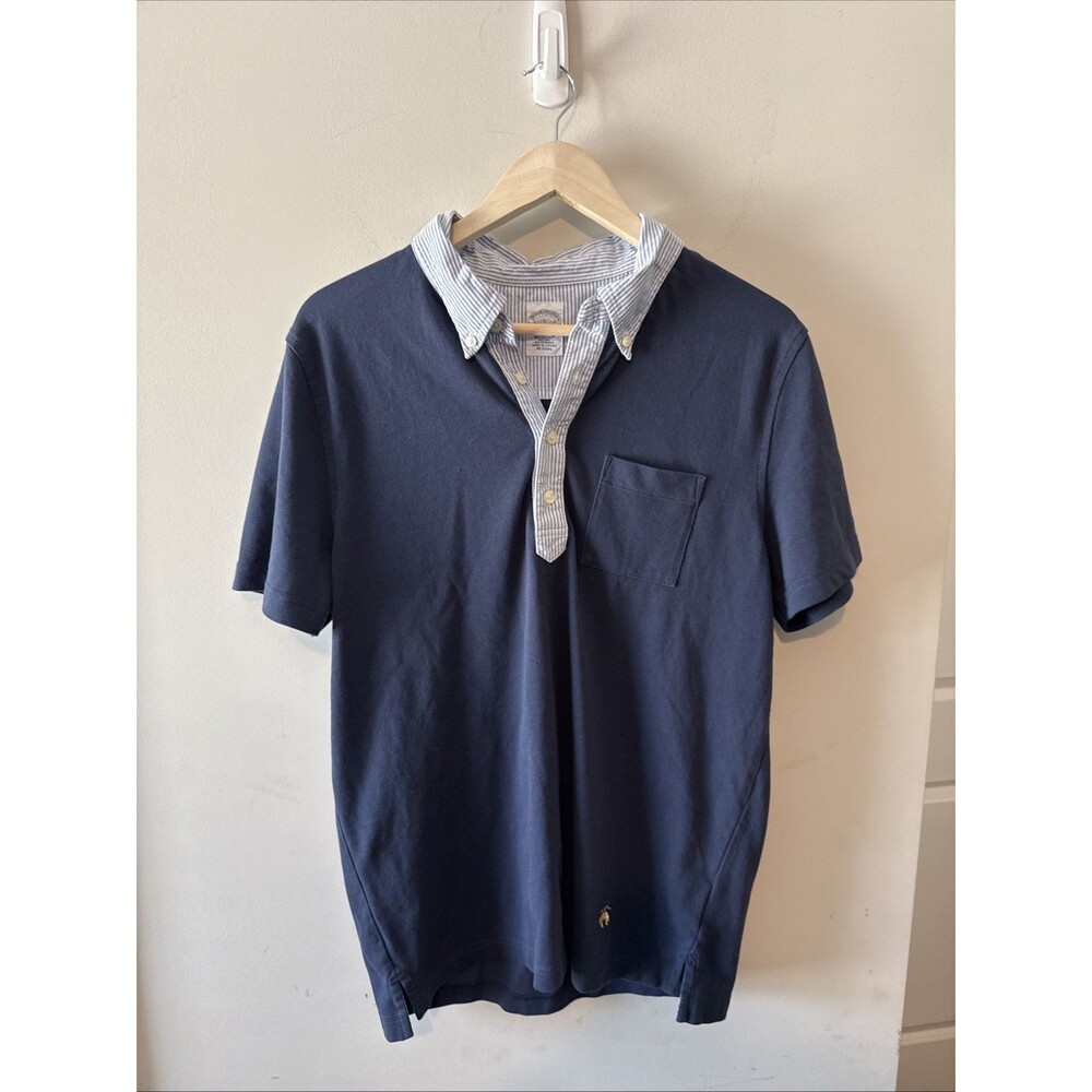 Brooks Brothers 1818 Performance Polo Mens L Blue Contrast Collar Golf Preppy